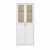 Tess 2-Door Wide Storage Cabinet with Modular Storage Options, Ivory Oak - Ivory Oak
