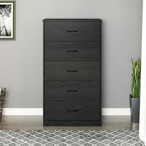 Emery 5 Drawer Dresser, Black Oak - Black Oak - N/A