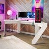 Xtreme Gaming Corner Desk with Riser & LED Light Kit - White