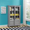 Aaron Lane Bookcase with Sliding Glass Doors, Gray  - Gray