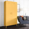 Cache 2 Door Tall Metal Locker Style Storage Cabinet, Yellow - Yellow