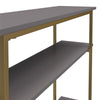Serenity Console Sofa Table with 3 Open Shelves and Metal Frame - Graphite Grey
