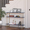 Serenity Console Sofa Table with 3 Open Shelves and Metal Frame - Navy
