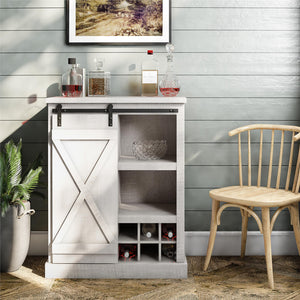Knox County Bar Cabinet, Rustic White - Rustic White