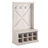 Knox County Entryway Bench Hall Tree with Coat Hooks and Shoe Storage, Rustic White - Rustic White