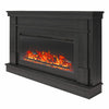 Elmcroft Wide Mantel with Linear Electric Fireplace - Black Oak
