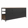 Structure TV Stand for TVs up to 60", Walnut Wood Veneer with Black Metal and Black Glass - Columbia Walnut