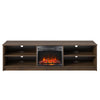 Noble 75" TV Stand with Electric Fireplace Insert and 4 Shelves - Walnut