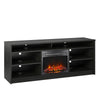 Hendrix 65" TV Stand with Electric Fireplace Insert and 6 Shelves - Black Oak