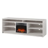 Hendrix 75" TV Stand with Electric Fireplace Insert and 6 Shelves - Ivory Oak
