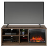 Noble Asymmetrical 55" TV Stand with Electric Fireplace Insert and 4 Shelves - Walnut