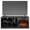 Noble Asymmetrical 55" TV Stand with Electric Fireplace Insert and 4 Shelves - Black Oak