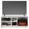 Noble Asymmetrical 55“ TV Stand with Electric Fireplace Insert and 4 Shelves - Ivory Oak