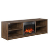 Noble 65" TV Stand with Electric Fireplace Insert and 4 Shelves - Walnut
