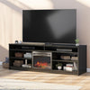 Hendrix 75" TV Stand with Electric Fireplace Insert and 6 Shelves - Black Oak