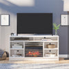 Hendrix 55" TV Stand with Electric Fireplace Insert and 6 Shelves - Ivory Oak