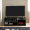Noble Asymmetrical 55" TV Stand with Electric Fireplace Insert and 4 Shelves - Black Oak