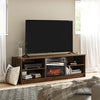Noble 65" TV Stand with Electric Fireplace Insert and 4 Shelves - Walnut