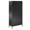 Sunset District Tall 2 Door Storage Cabinet-Mesh Metal Locker - Black