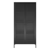 Sunset District Tall 2 Door Storage Cabinet-Mesh Metal Locker - Black