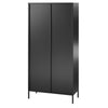 Ashbury Heights Tall 2 Door Storage Cabinet-Fluted Glass Metal Locker - Black