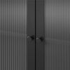 Ashbury Heights 2 Door Storage Cabinet-Fluted Glass Metal Locker - Black