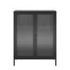 Ashbury Heights 2 Door Accent Cabinet-Fluted Glass Metal Locker - Black