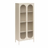 Luna Tall 2 Door Accent Cabinet with Fluted Glass - Parchment
