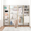 Closet 4 Piece Bundle-Shelves, Vanity, Hanging Rods & Drawers - White marble