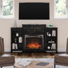 Farmington Electric Fireplace with Mantel & Side Bookcases - Black Oak