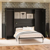 Her Majesty Full Wall Bed Combo with 2 Side Storage Wardrobes - Black Oak