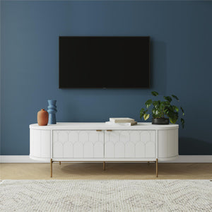 Anastasia Modern Scalloped Oval TV Stand for TVs up to 65" - White