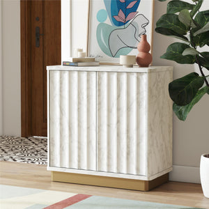 Rene Scalloped Accent Cabinet - White marble