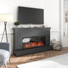 Hathaway Wide Shiplap Mantel with Linear Electric Fireplace and Storage Drawers - Black