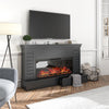 Hathaway Wide Shiplap Mantel with Linear Electric Fireplace and Storage Drawers - Black