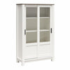 Chapel Hill Rustic Farmhouse Bookcase Cabinet with Sliding Glass Doors - White