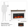 Mateo Wide Mantel with Linear Electric Fireplace and Remote for TVs up to 65in. - Ivory Oak