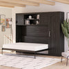 Her Majesty Wall Bed Bundle - Full Size Daybed & 1 Wardrobe Storage Cabinet - Black Oak - Full
