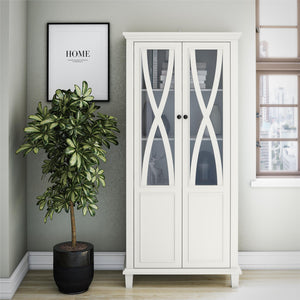 Ellington Tall Accent Cabinet with Glass Doors - White