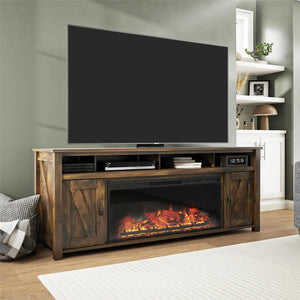Farmington Electric Fireplace TV Console with Remote for TVs up to 85" - Century Barn Pine