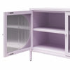 Luna Wide 2-Door Accent Cabinet with Fluted Glass, Lilac - Lilac Metal