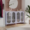 Luna Short 2-Door Metal Accent Cabinet with Fluted Glass, Lilac - Lilac Metal