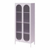 Luna Tall 2-Door Accent Cabinet with Fluted Glass - Lilac Metal