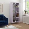 Luna Tall 2-Door Accent Cabinet with Fluted Glass - Lilac Metal