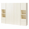 Greenwich Queen Wall Bed Bundle with 2 Wardrobe Side Storage Cabinets - Ivory Oak