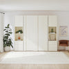Greenwich Full Wall Bed Bundle with 2 Wardrobe Side Storage Cabinets - Ivory Oak