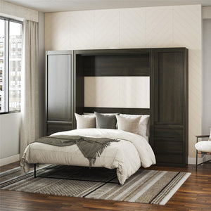 Paramount Full Wall Bed Bundle with 2 Armoire Side Cabinets - Espresso - Full