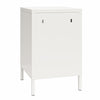 Sunset District Side Table with Perforated Metal Mesh Door - White