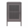Sunset District Side Table with Perforated Metal Mesh Door - Graphite Grey