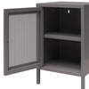 Sunset District Side Table with Perforated Metal Mesh Door - Graphite Grey
